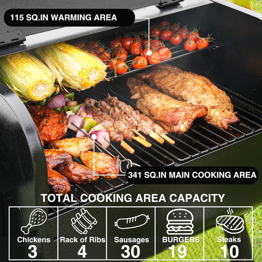 Black Pellet Grill Smoker With Temperature Precision