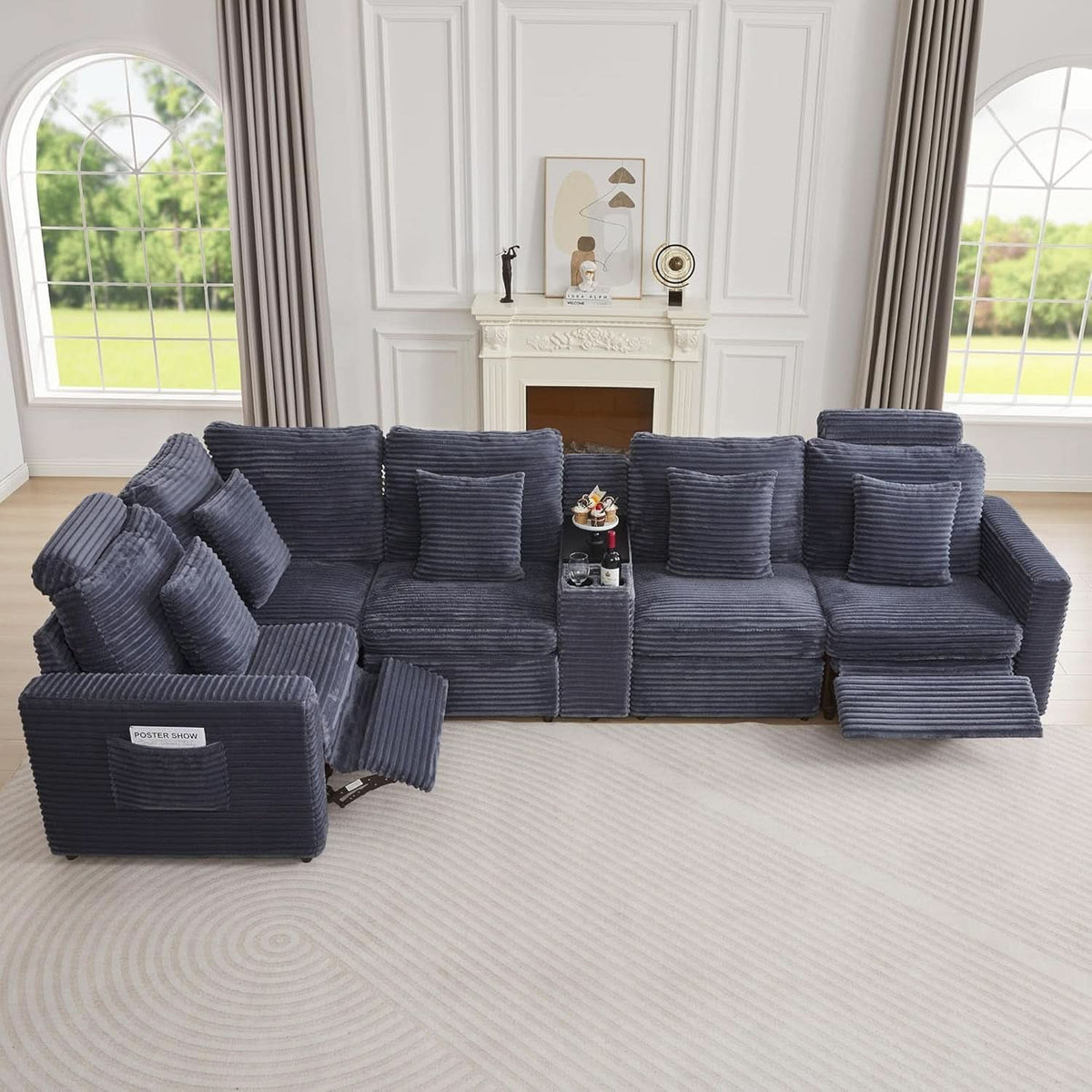 Grey Premium Power Recliner Modular Sectional Sofa