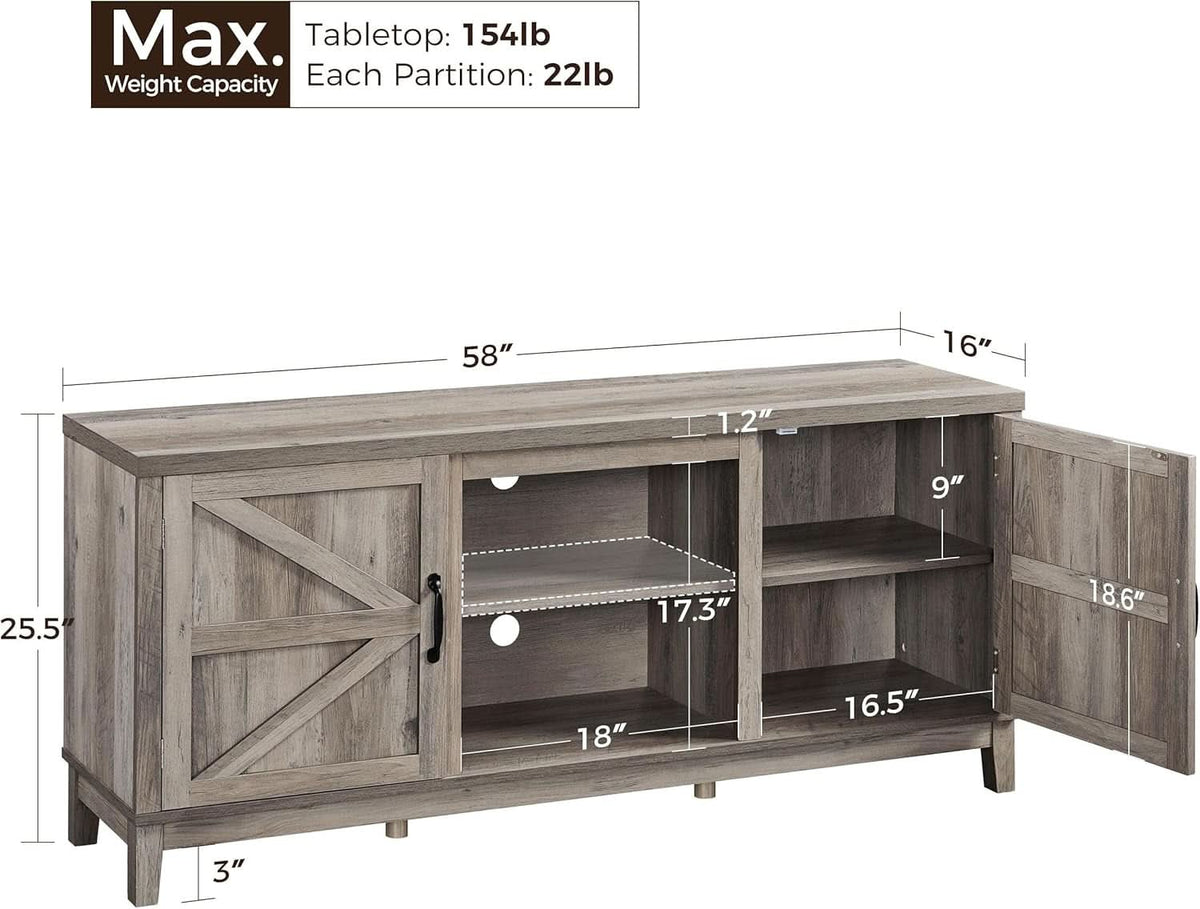 Gray Farm house TV Stand 65 Inch Entertainment Center