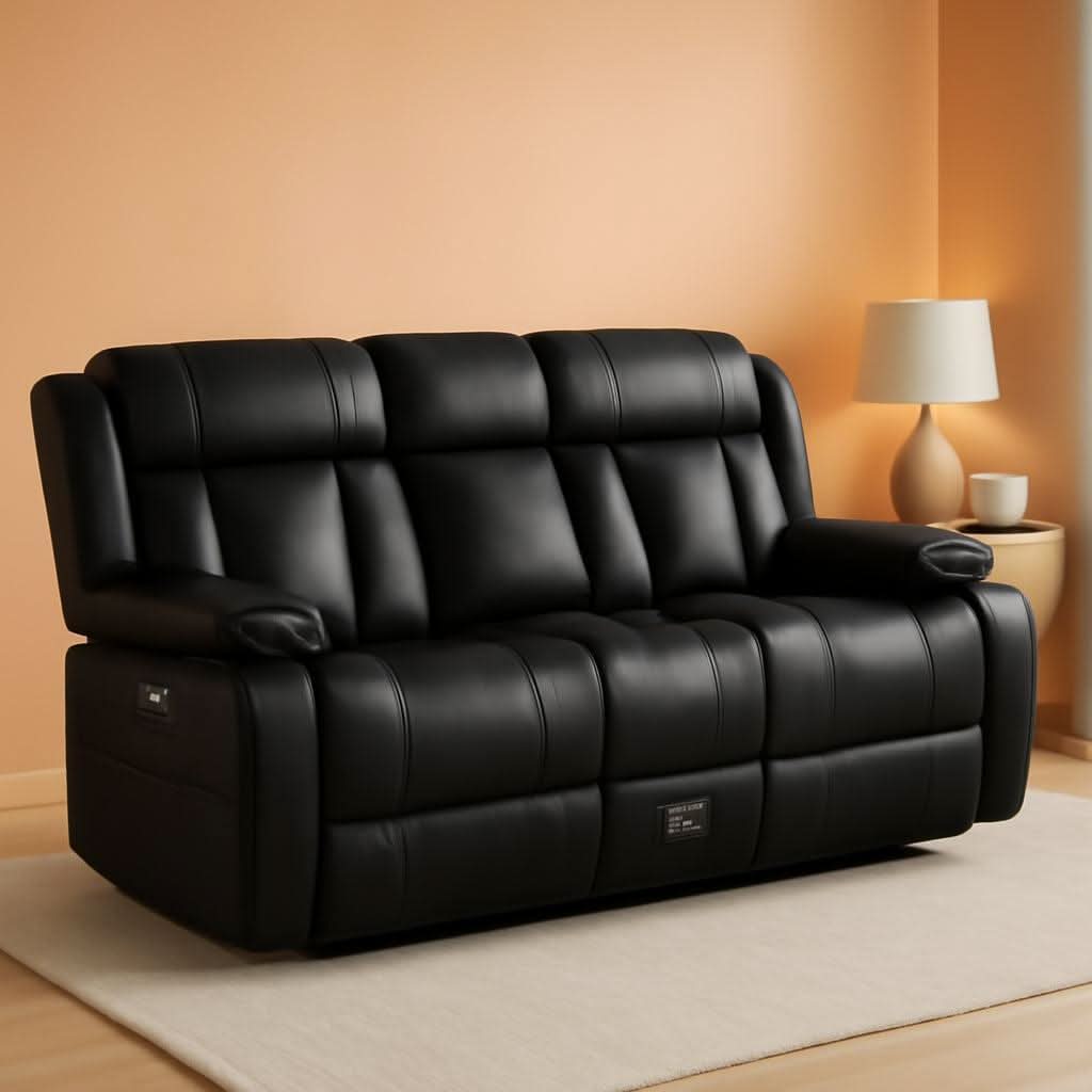 Black Manual Reclining Loveseat With Console Controls
