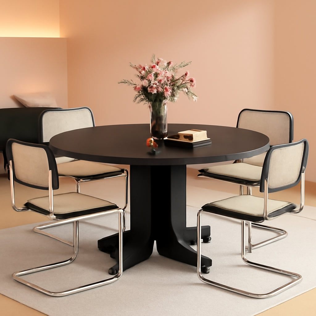 Expandable Charcoal Circular Dining Table 43in 59in