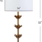 Antique Gold Leaf 32-Inch Table Lamps with White Drum Shade, Set of 2