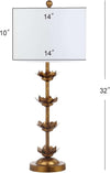 Antique Gold Leaf 32-Inch Table Lamps with White Drum Shade, Set of 2