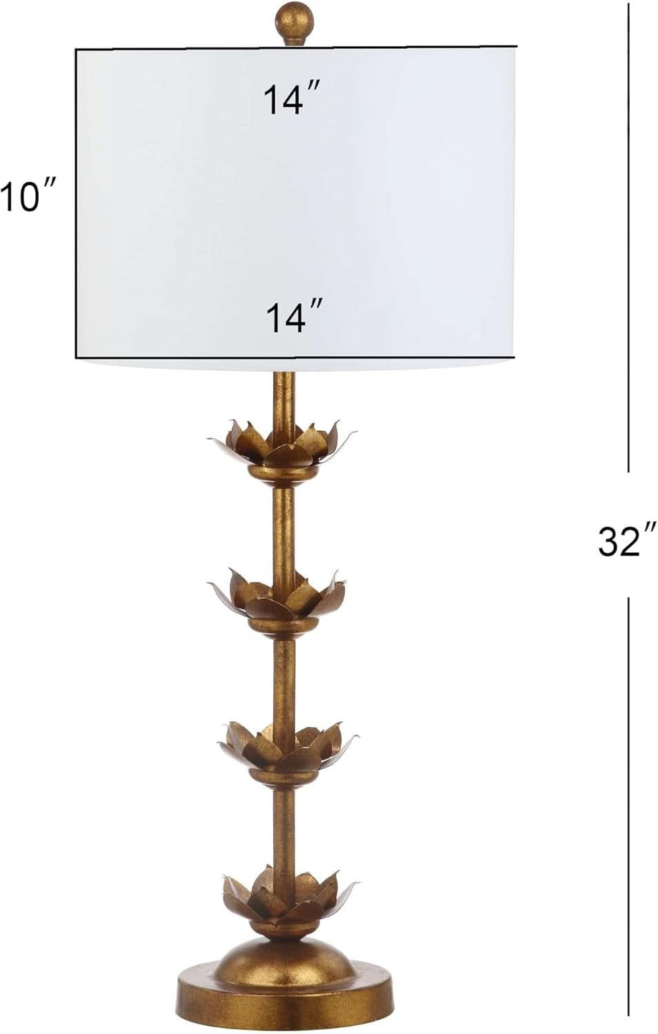 Antique Gold Leaf 32-Inch Table Lamps with White Drum Shade, Set of 2