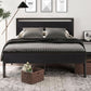 Sturdy Metal Platform Bed Frame With Wooden Headboard 800Lb