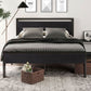 Queen Metal Platform Bed Frame With Storage Black Oak
