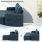 Blue Genuine Suede Leather 110Inch Sectional Sleeper
