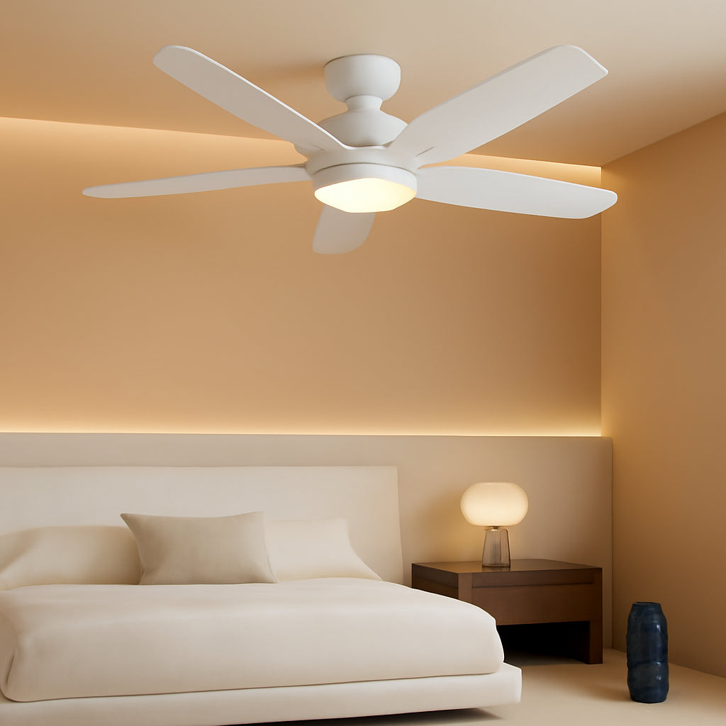 52Inch Brilliant White Ceiling Fan With LED Integrated Light