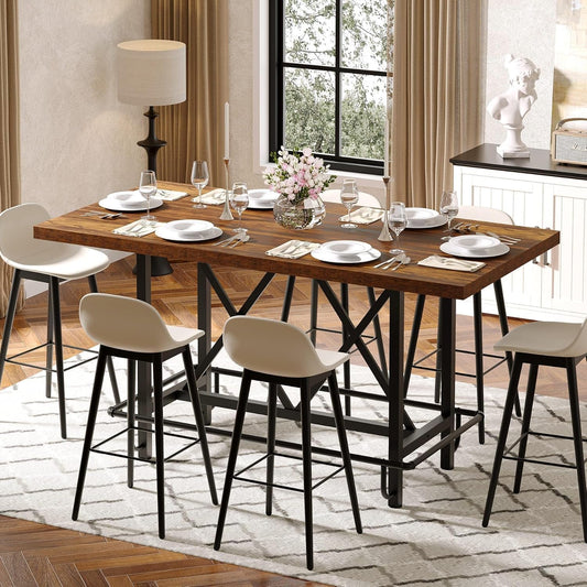 Six Person Industrial Grade Rustic Brown Dining Table