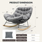 Grey Oversized Rocking Lounge Chair Cushioned Seat