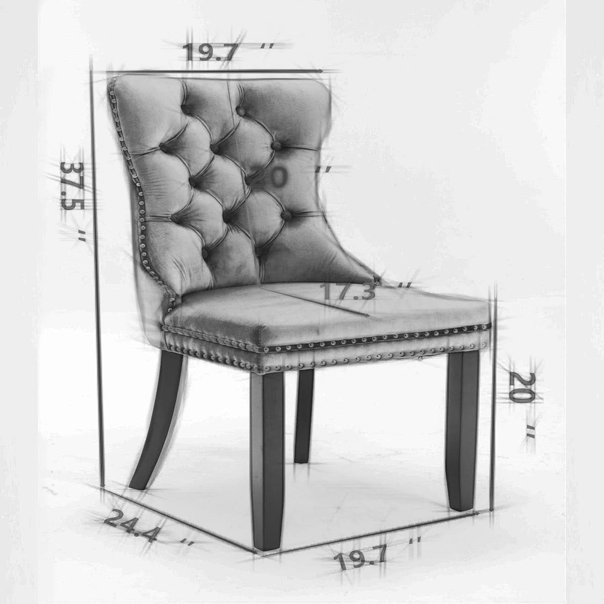 Black Velvet Tufted Dining Chairs With Nailhead Trim