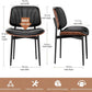 Set of 6 Black PU Leather Mid-Century Modern Dining Chairs with Walnut Back