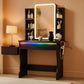 Miniature Black Vanity Table With LED Illumination