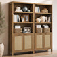 Tall Rattan Bookcase Featuring Doors Adjustable Shelves