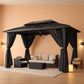 10x15 Black Hardtop Gazebo Equipped Curtains Netting