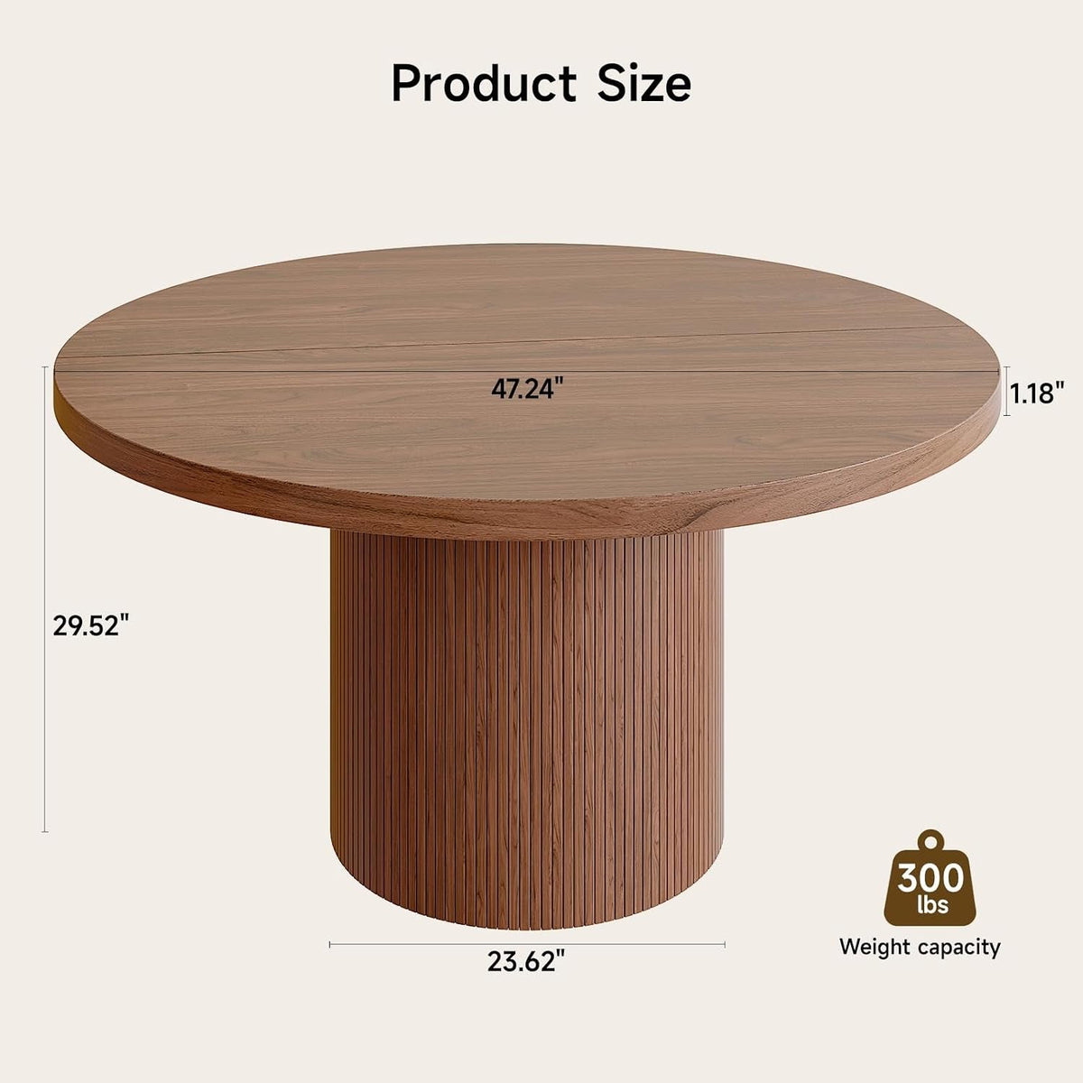 47 Inches Round Dining Table Contemporary Farmhouse