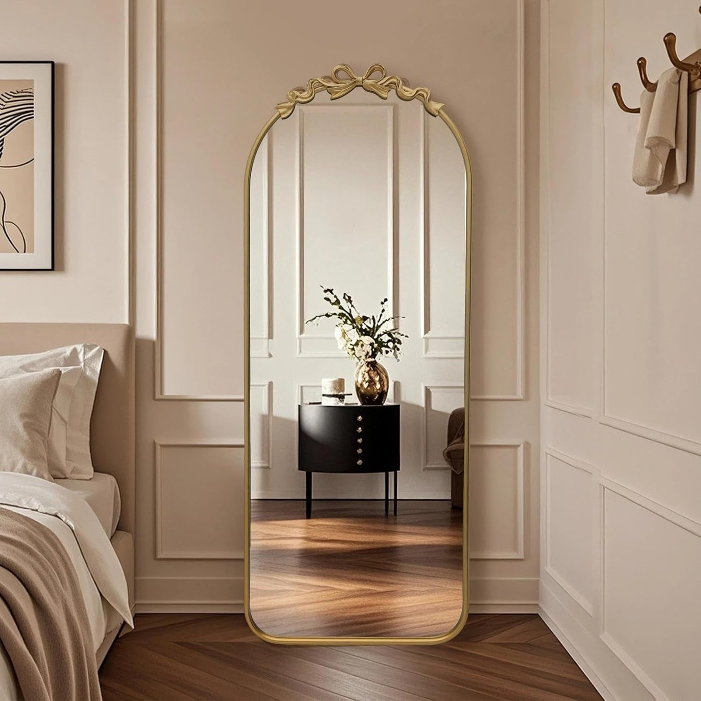 Arched Floor Mirror 21x56 Gold Baroque Reflections