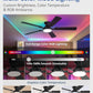 52 Inch Smart Black Ceiling Fan Energy Efficient Cooling