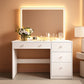 White Makeup Vanity Desk With Precise Tempered Glass Top