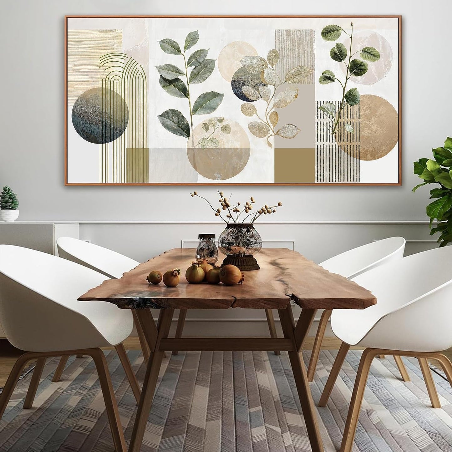 Elegant Emerald Green Bohemian Wall Art 29x58Inches