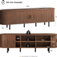 Walnut Seventy Inches TV Stand Sliding Doors Entertainment Center