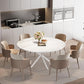 47.24in Circular Dining Table White Marble Pedestal