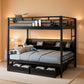 Queen Over Queen Bunk Bed With Integrated Storage Drawers