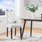 Tufted Leather Dining Chairs Set of 2 White Wood Legs