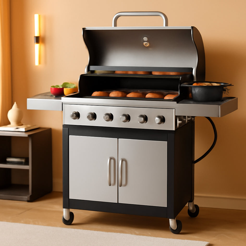 Six Burner Propane Grill Porcelain Enamel CastIron
