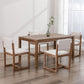 Beige Linen Upholstered Dining Chairs Midcentury Pair