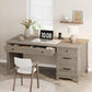 53Inch Rustic Farmhouse Desk With Charging Station