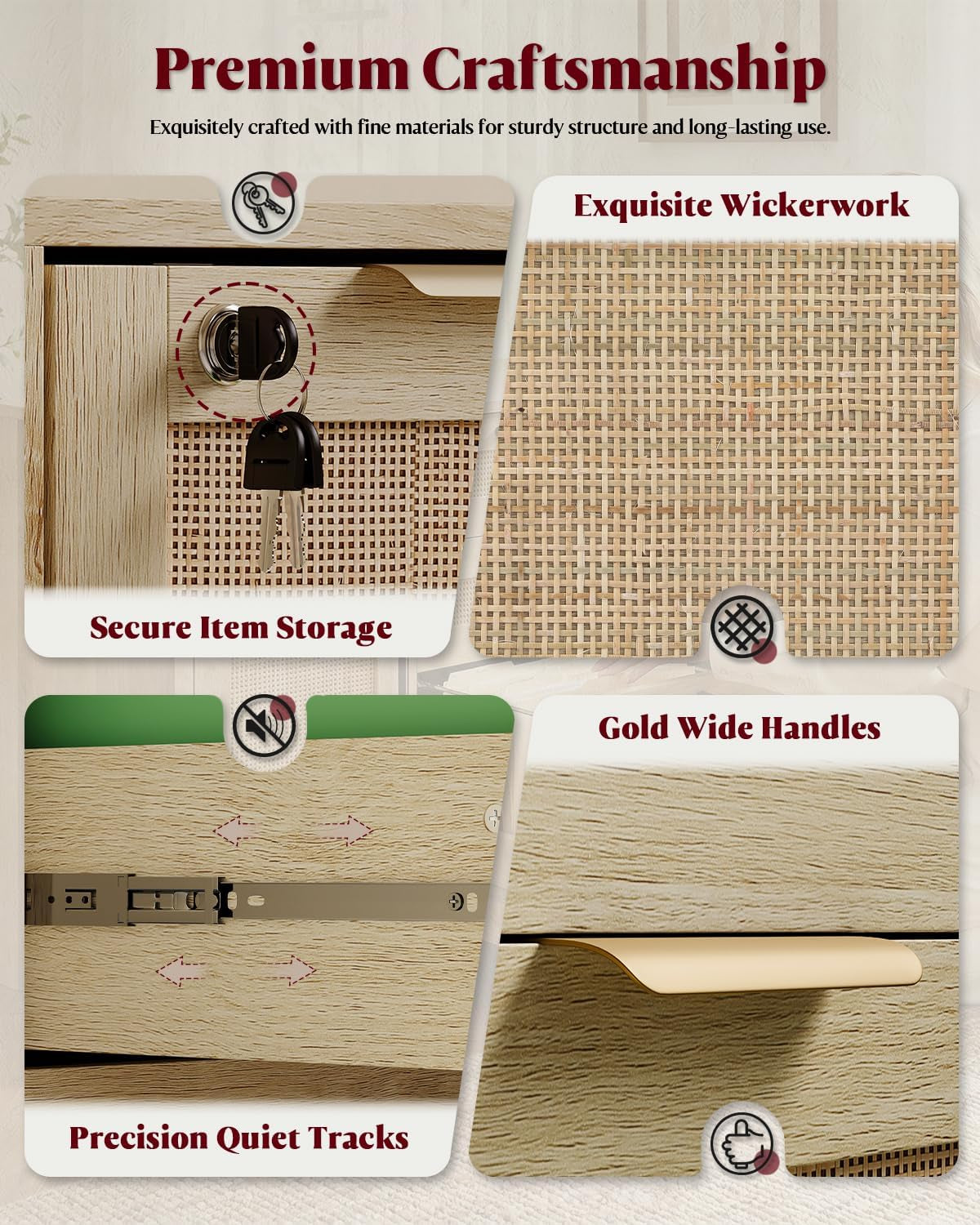 Three Drawer Locking File Cabinet Woodgrain Finish