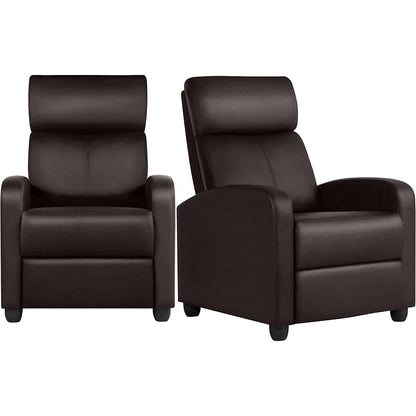 Set Of 2 PU Leather Padded Recliner Chairs For Living Room