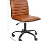 Low-Back Ribbed Upholstered Vinyl Swivel Desk Chair, Brown, Adjustable Height