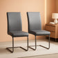 Gray PU Leather Dining Chairs For Kitchen Set Of 2