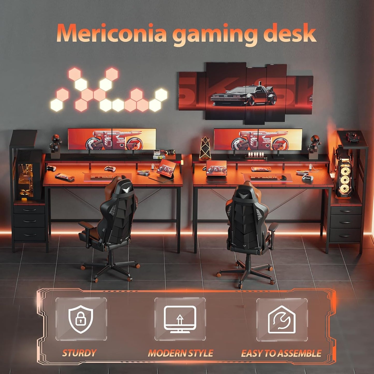 Multifunctional Gaming Desk With Integrated LED Lighting