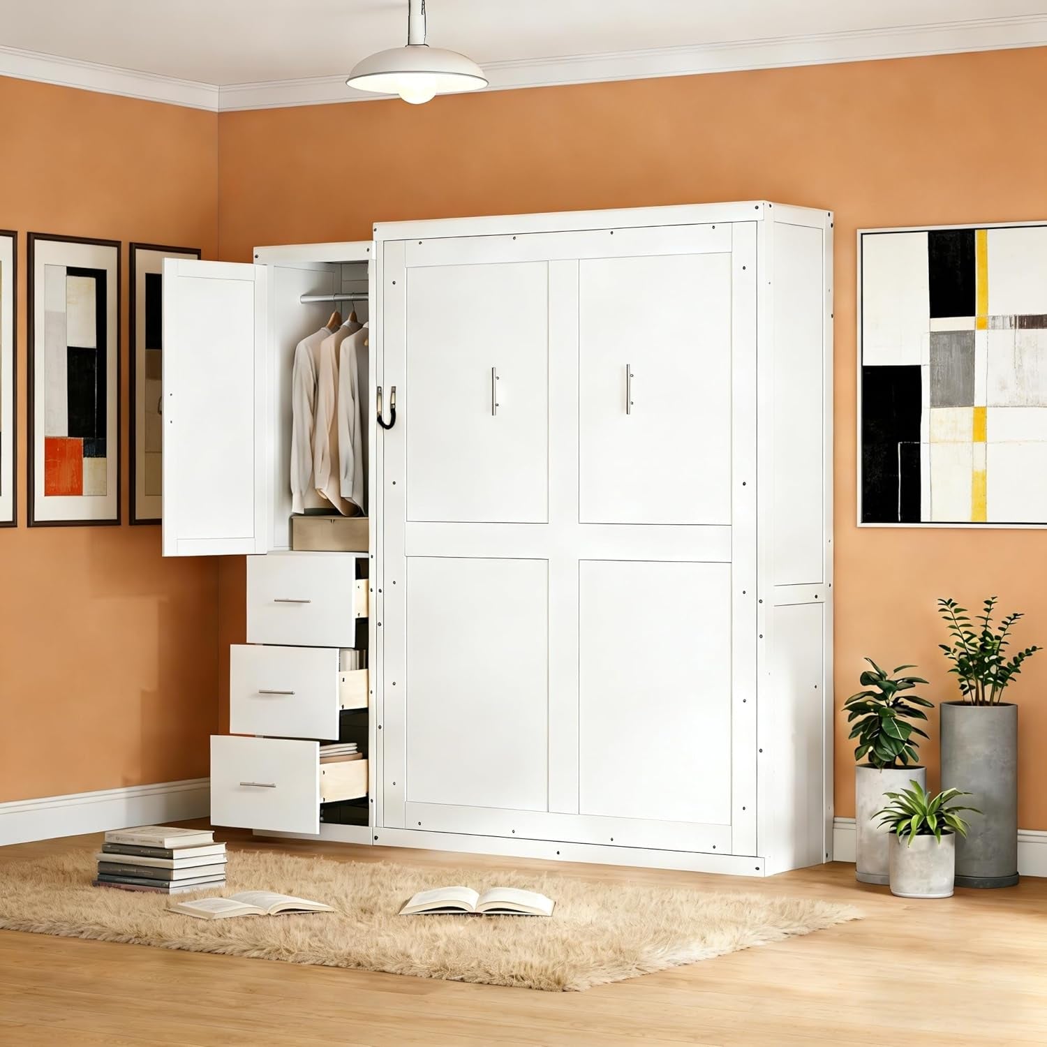 Fullsize Murphy Bed With Integrated Wardrobe Storage-3