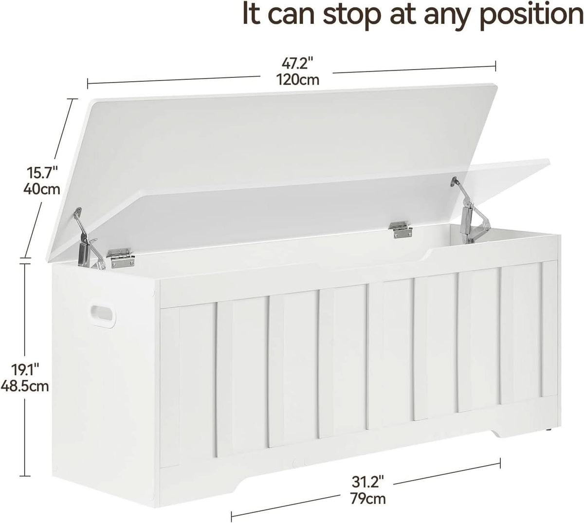 ExtraLarge Storage Chest White Wood Bench Hinges Durable
