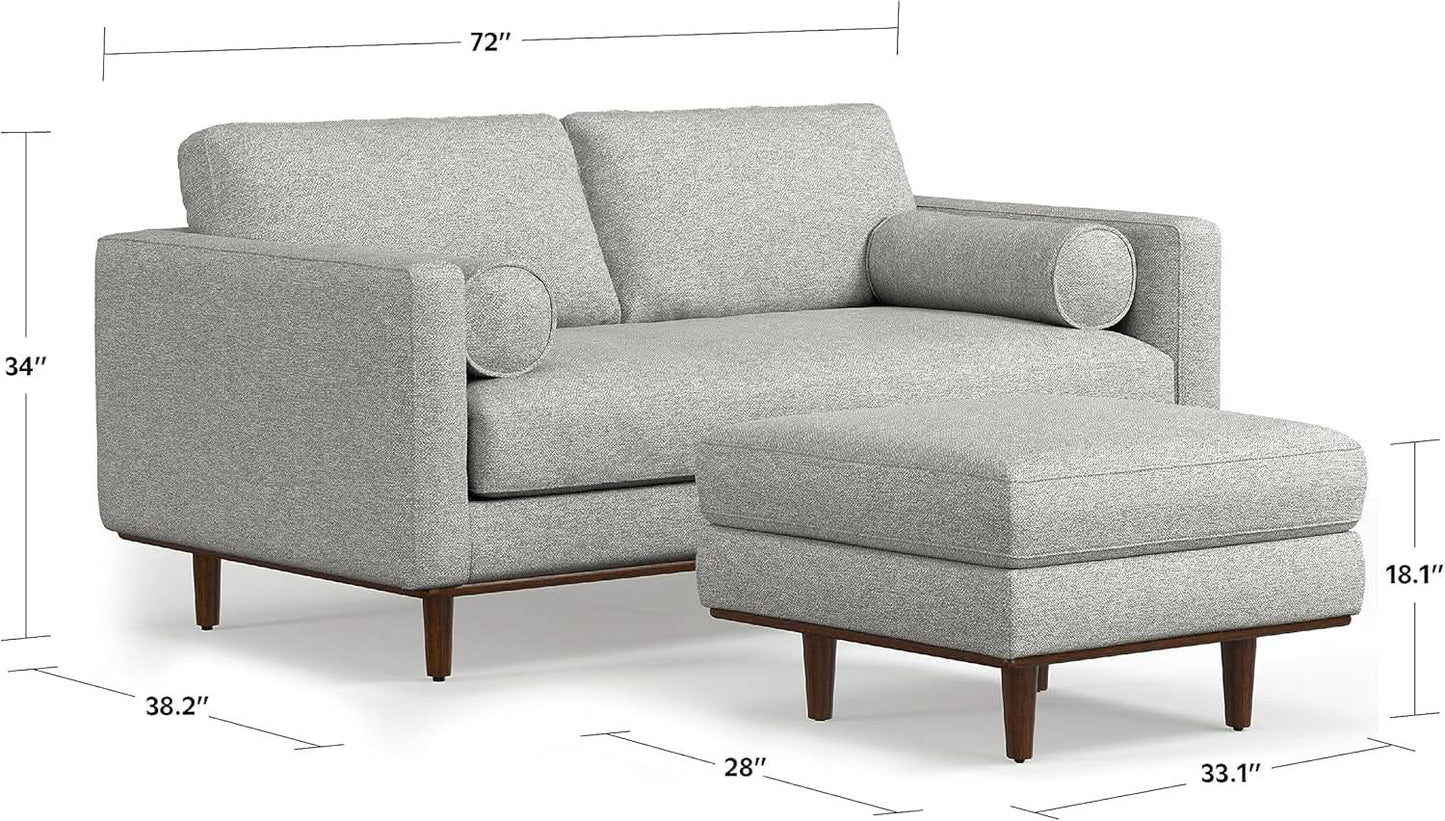 Morrison 72 Inch Mid Century Modern Sofa Set Mist Grey