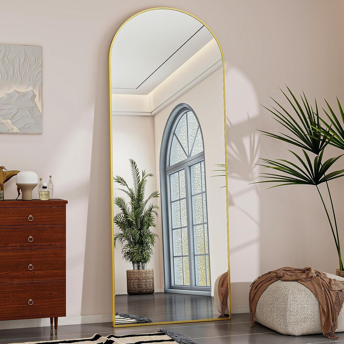 Full Length Mirror Gold Aluminum Freestanding Frame