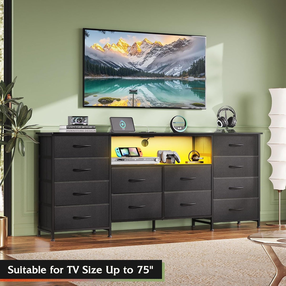 Twelve Drawer Dresser With Contemporary Led Lighting-3