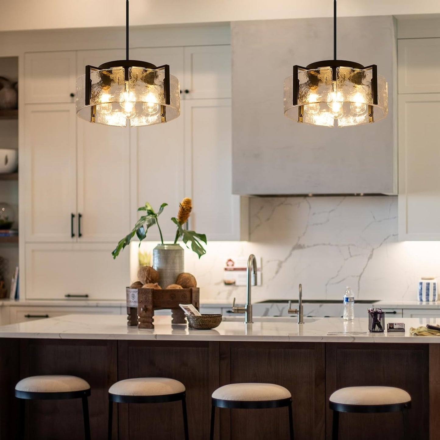 Black Four Light Adjustable Kitchen Island Chandelier-1