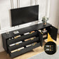 78 Inch TV Entertainment Stand Black With Fluted Shelves