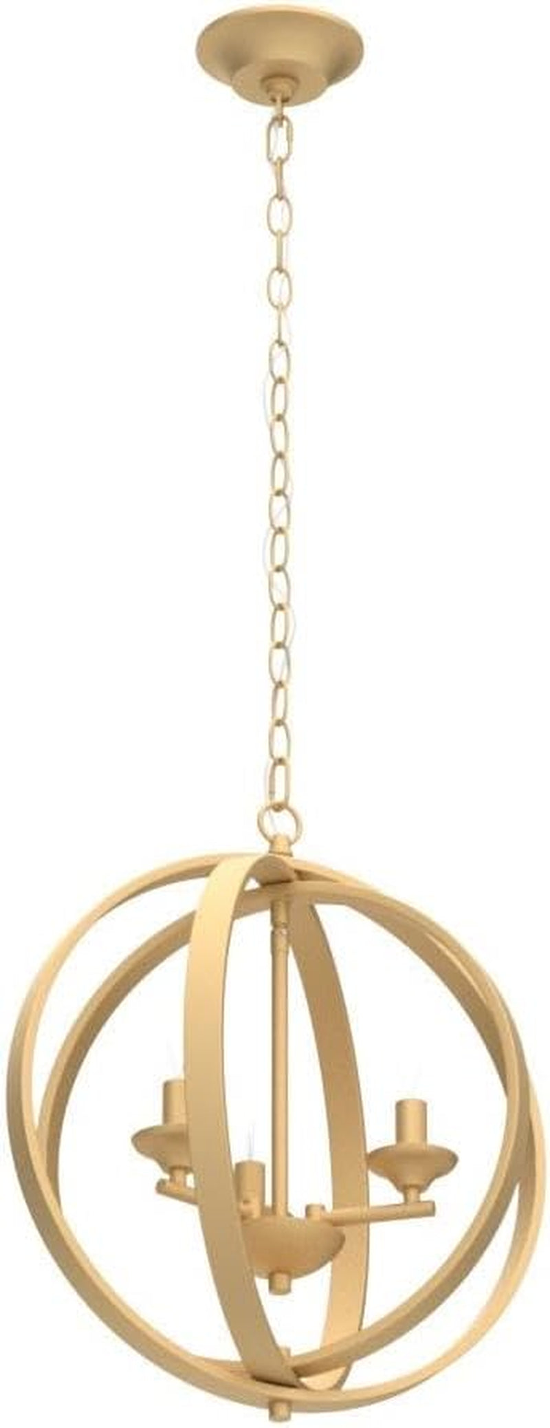 Gilded Orbital Chandelier Three Light Pendant Fixture-3