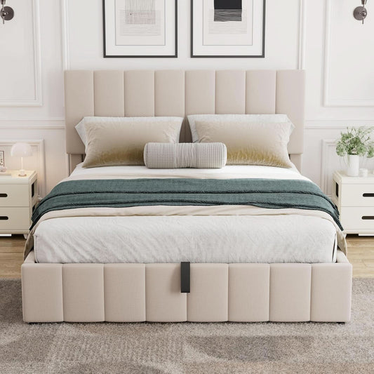 Gas Lift Storage Platform Bedframe Queen Upholstered