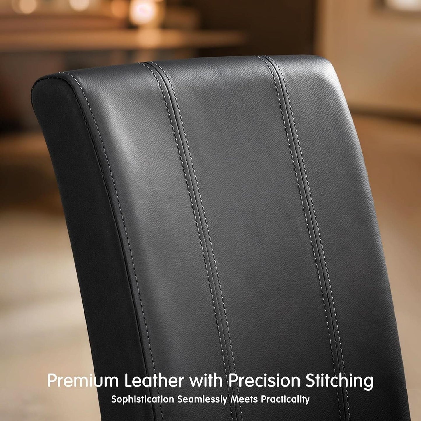 Black Faux Leather Dining Chairs Upholstered Parsons