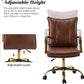 Faux Leather Home Office Desk Chair Adjustable Height Brown