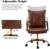 Faux Leather Home Office Desk Chair Adjustable Height Brown
