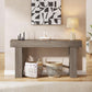 63 Inch Long Console Table Grey Wood Farmhouse Sofa Table