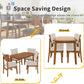 Brown Beige Space Saving Solid Wood Dining Set Chairs